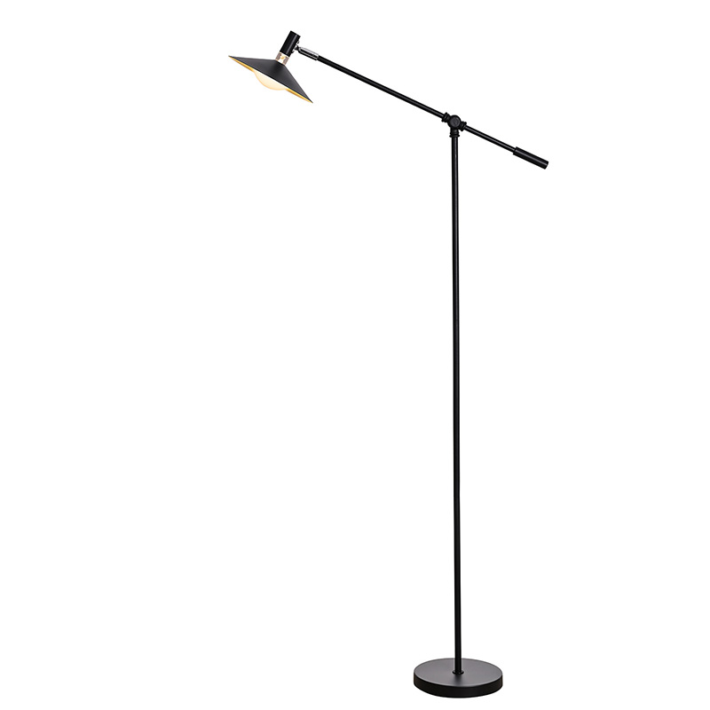 Candeeiro de pé LED preto ajustável com 3 modos de luz