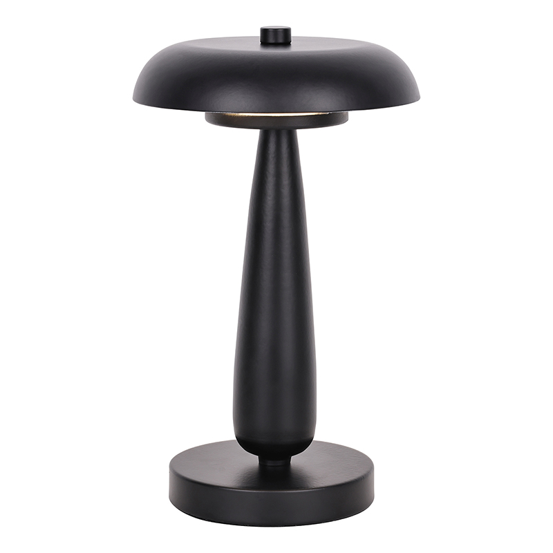 Candeeiro de mesa preto com bateria