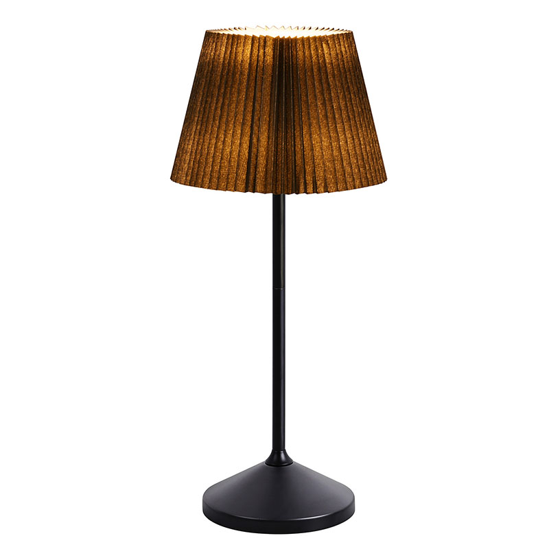 Candeeiro de mesa LED preto com abajur de tecido