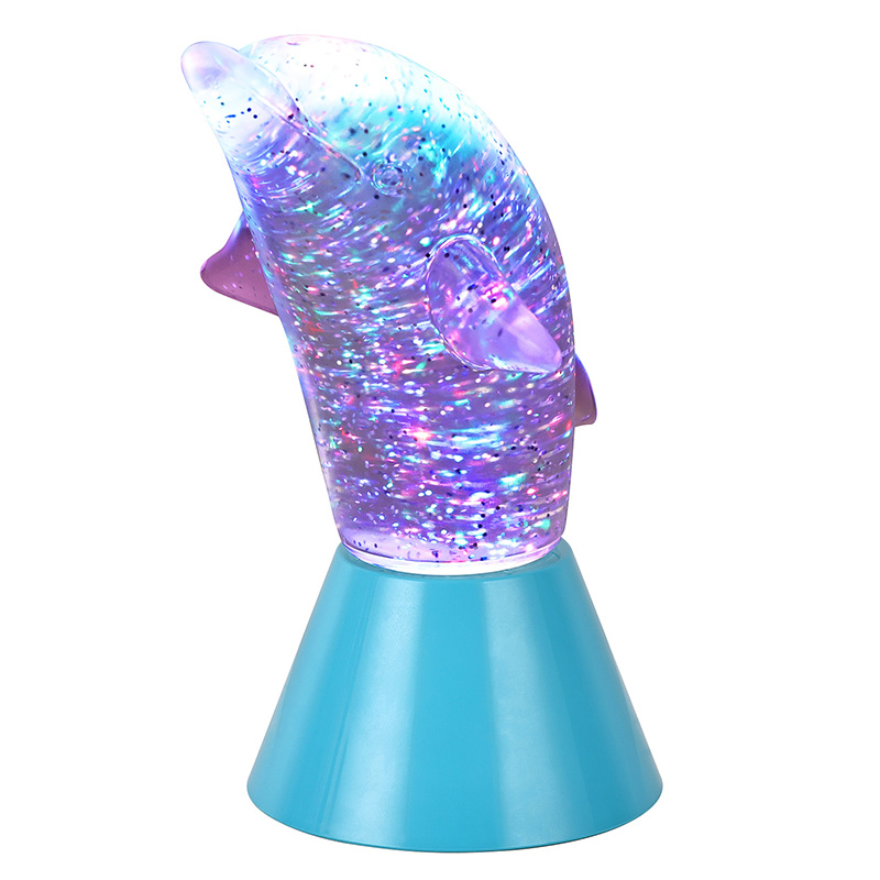 Dolphin Kid Gift Glitter RGB Luz Noturna