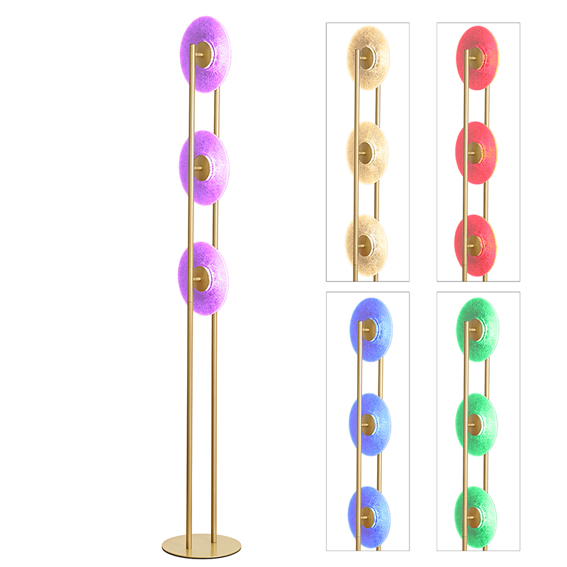 Candeeiro de pé LED RGB com 3 discos