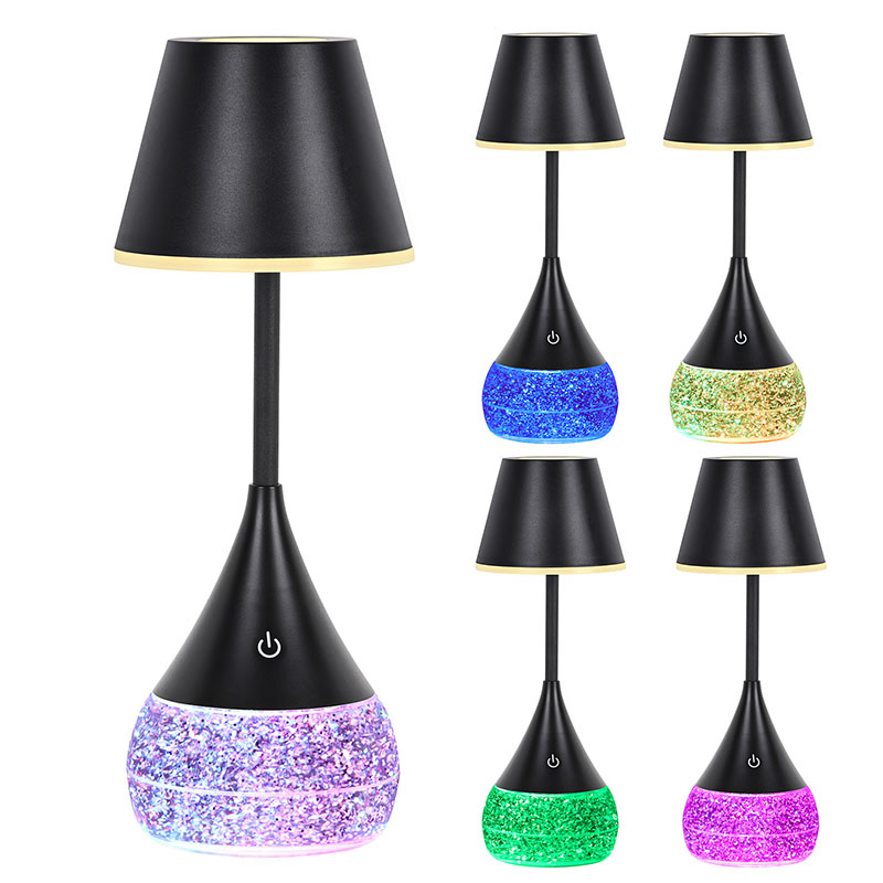 Lâmpada de mesa LED de base líquida com forma de metal