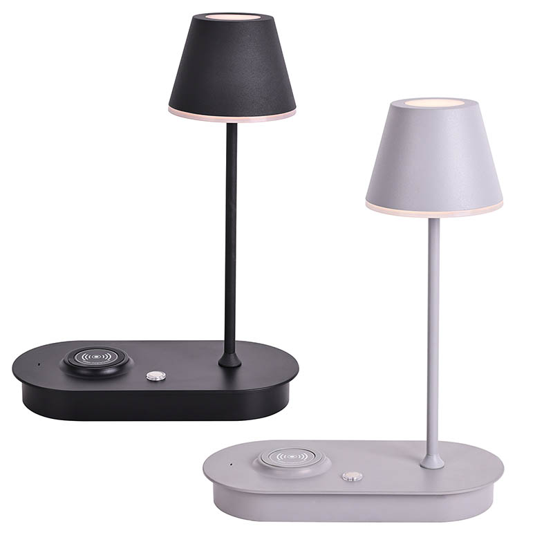 Lâmpada de mesa LED de tom de cogumelo com carregador sem fio