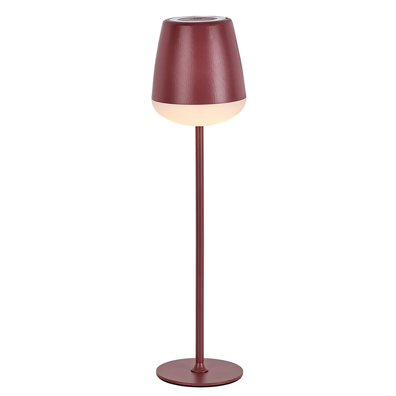 Candeeiro de mesa LED com abajur de vidro alto vinho tinto