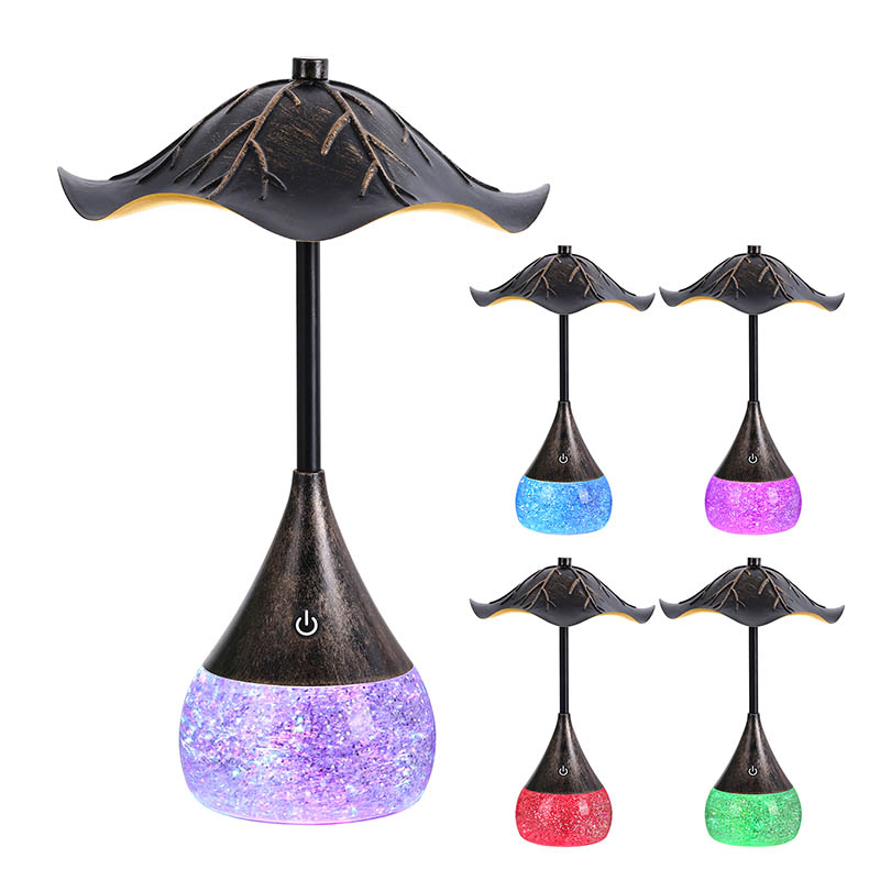 Lâmpada de mesa LED reor com base de glitter RGB