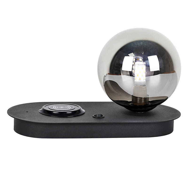 Lâmpada de mesa do carregador sem fio com luz de bola